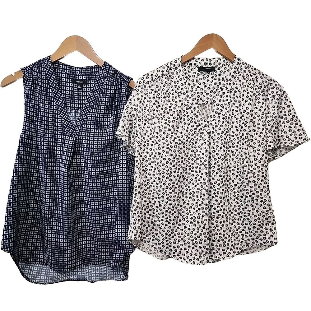 LOT 2 ALFANI Tops Size Small  Shirts Pullover V Neck Polyester Flowy